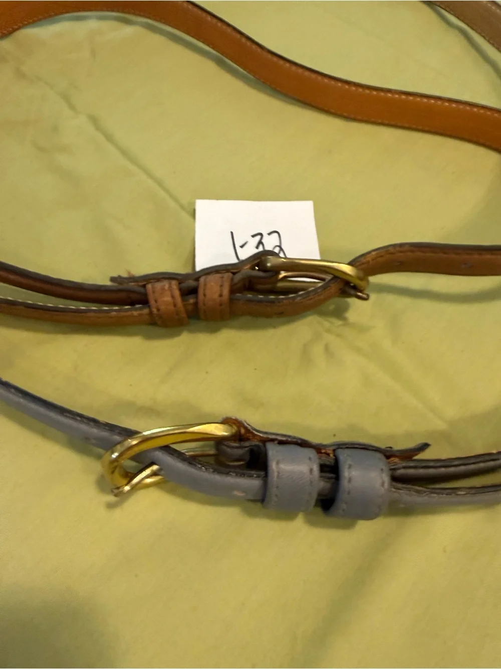 Levi’s country western casual leather belt set of 2 brown & blue gray